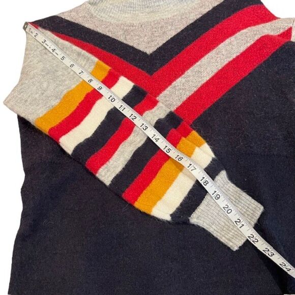 MINKPINK Stripe Me Up Sweater Dress Mini Puff Sleeve Navy Gray Pink Oversized XS - Picture 9 of 10